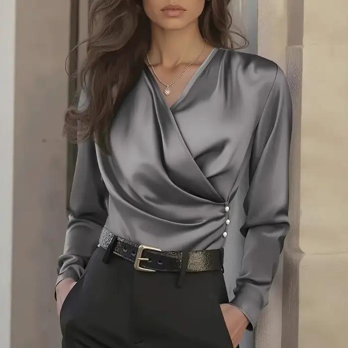 Femmes Blouses 2026 printemps été à manches longues Blouse femme Blouse chemise bureau élégant trava