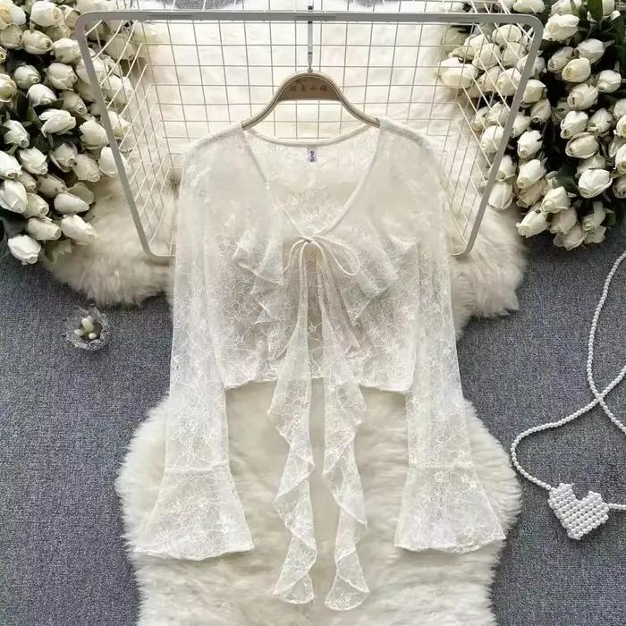 Chemisiers pour femmes Chemise Femme chemises évasées à volants pour femmes Blusas Femininas Elegant