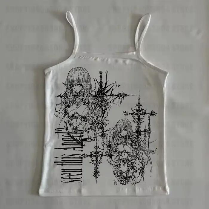 T-shirt Emo Esthétique Sexy Streetwear Décontracté Nouveau Style 2026 Punk Gothique Grunge Imprimé R