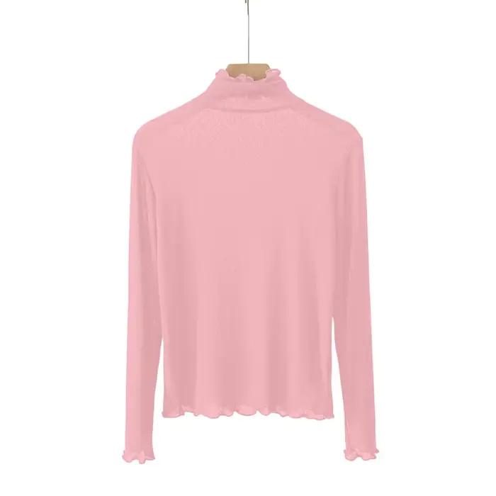 Pulls en dentelle élégants, coupe cintrée, tissu transparent, chemisier à manches longues, couleur u