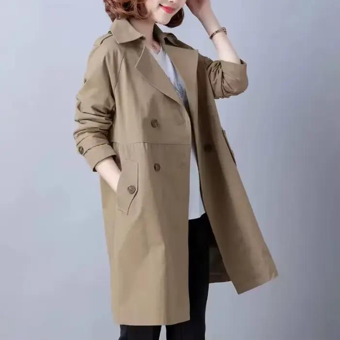 Manteau long décontracté pour femme style Hepburn, coupe ample amincissante, mode britannique, nouve