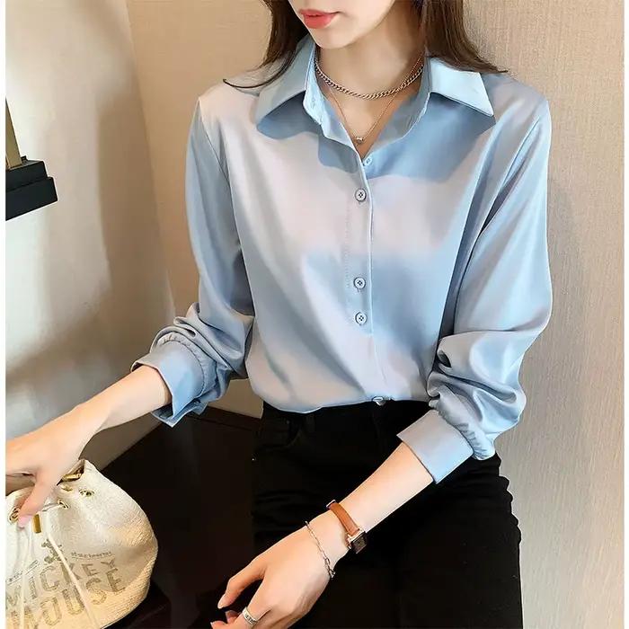 Chemise élégante en mousseline de soie blanche pour femmes, printemps-été 2026, chemise ample à bout