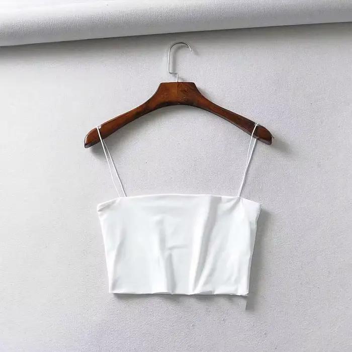 Haut court en coton élastique pour femmes, Camis Sexy, sans manches, débardeur court, Bar, été 2022