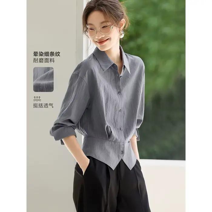 Tunique élégante, chemise blanche pour femmes, vêtements de travail, chemisiers basiques à boutons,
