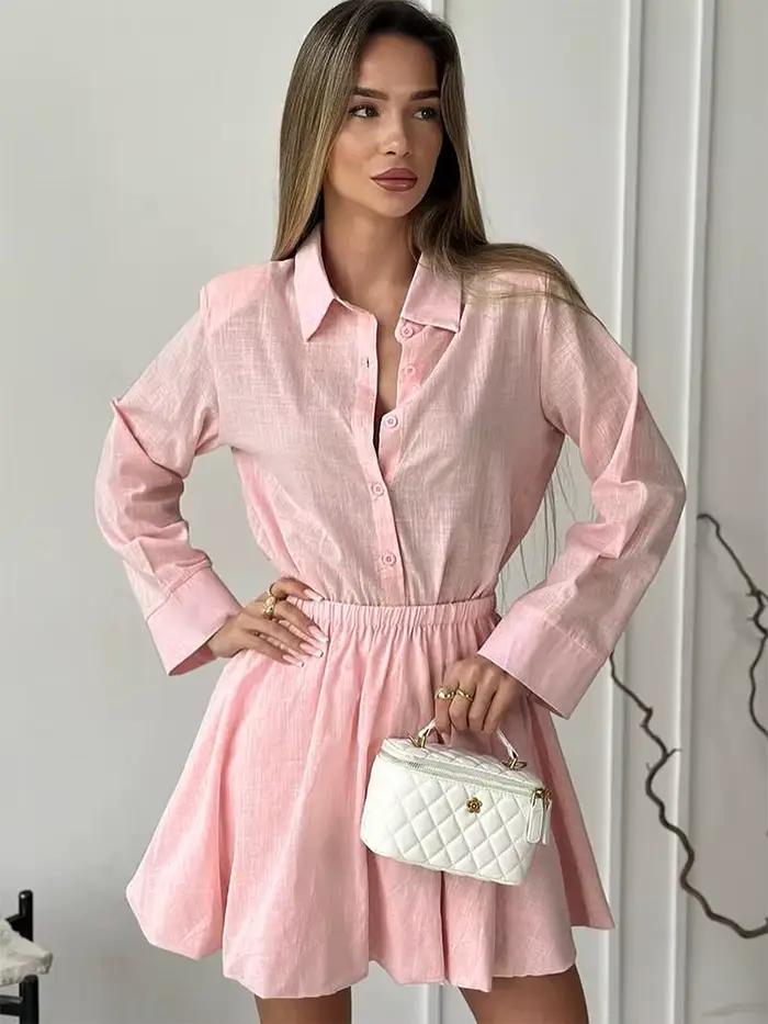 Ensemble 2 Pièces Femme : Blouse et Jupe – Nouvelle Collection Printemps – Style Streetwear Tendance