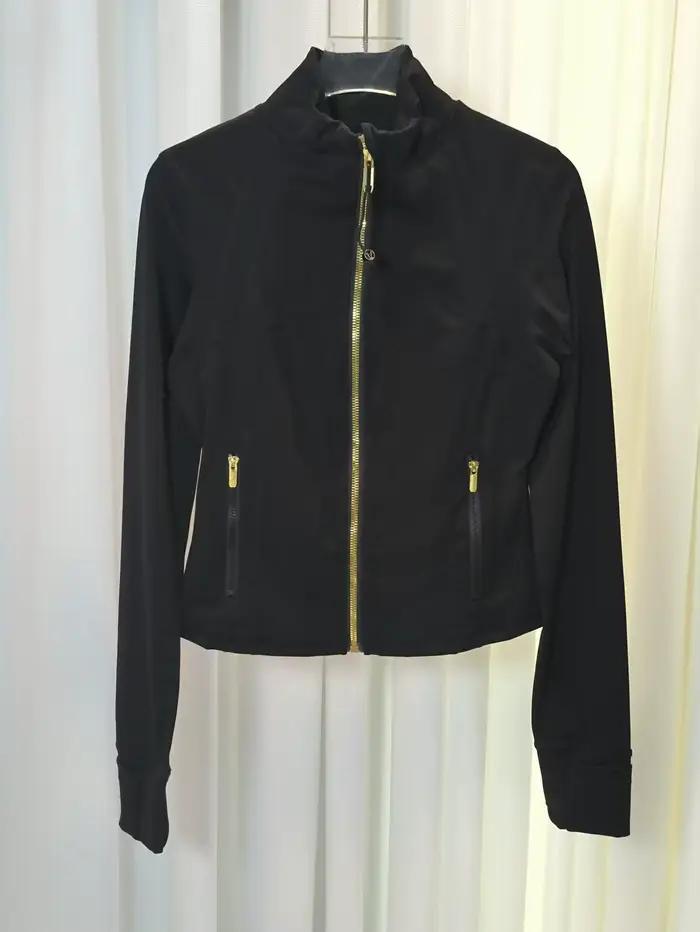 Veste courte à col montant avec fermeture éclair argentée pour femme, idéale pour le yoga, amincissa