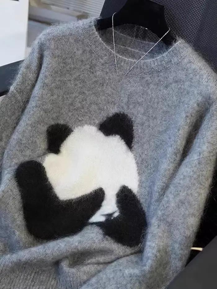 Pull en cachemire pur pour femme, col rond, coupe ample, doux, gris cireux, tricot chaud et conforta