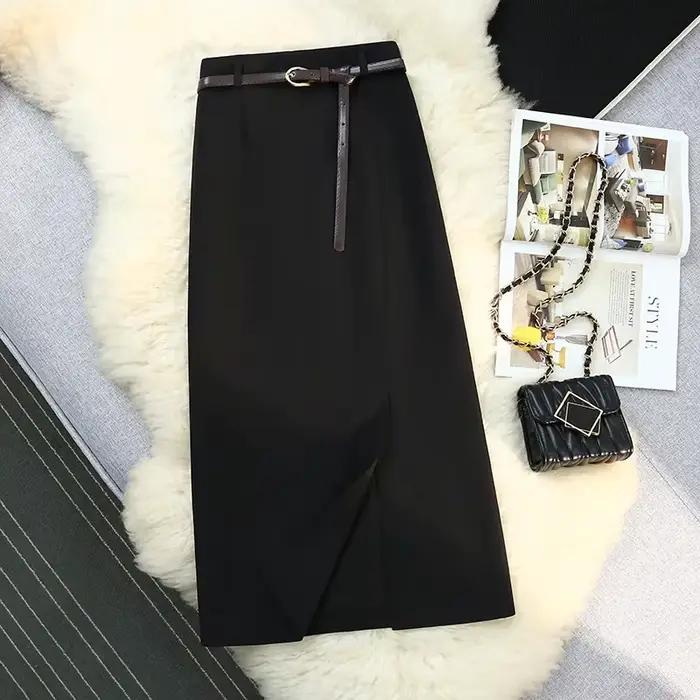 Jupe longue taille haute pour femme, tenue élégante avec fermeture éclair, nouvelle collection 2025