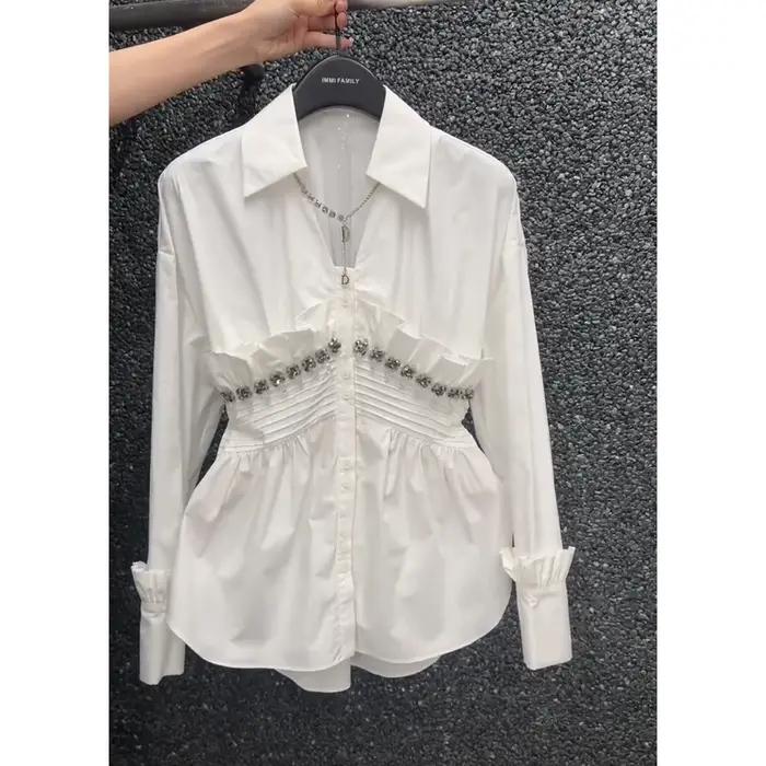 Chemisiers Blancs Élégants pour Femme de Bureau 2026 – Hauts à Manches Longues Slim Fit Chic avec Pe