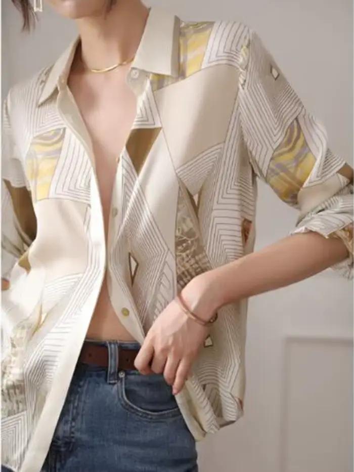 Mode impression dames chemises nouveau élégant femmes Blouses printemps automne à manches longues de