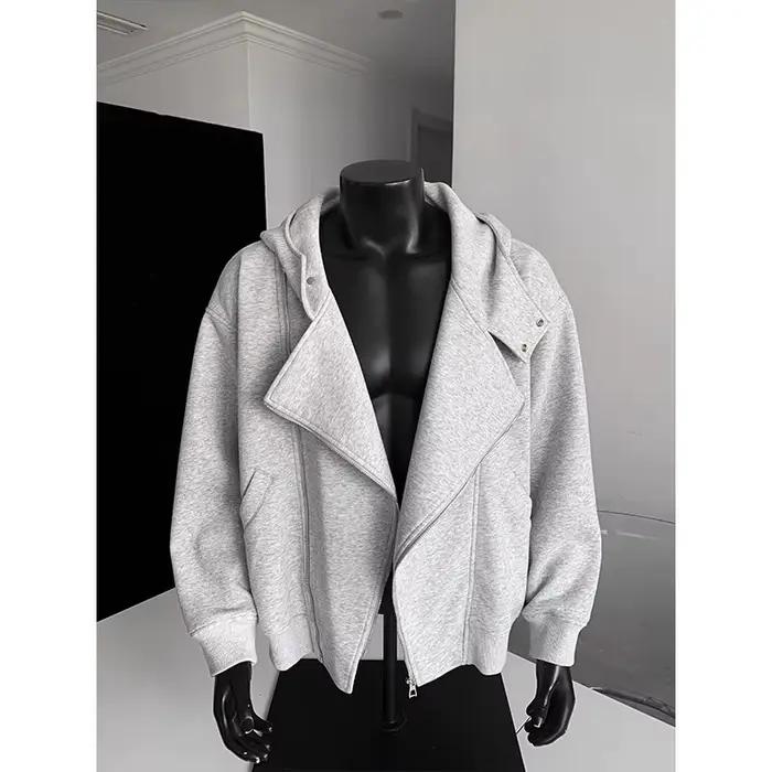Sweat-shirt à capuche gris pour hommes et femmes, nouveauté automne-hiver 2026, veste épaisse et amp