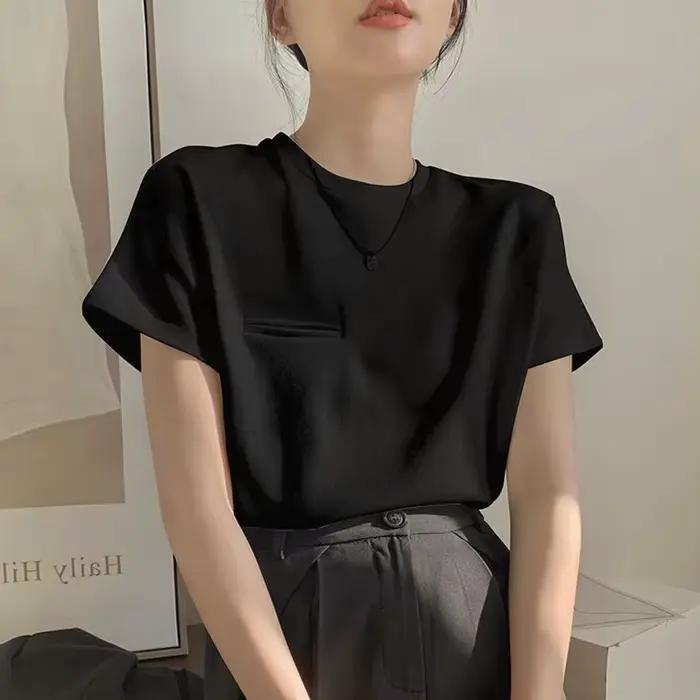 T-shirt d'été à manches courtes pour femmes, Style coréen, Simple, mode Pure, bureau, loisirs doux t