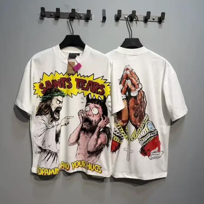 T-shirt Saint 25ss été, impression de haute qualité, mode, homme femme, streetwear hip hop, tee-shir