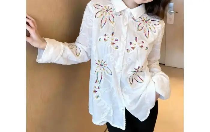 Chemise blanche femme à manches longues Printemps-Été 2026 Nouvelle collection Haut de gamme Éléganc