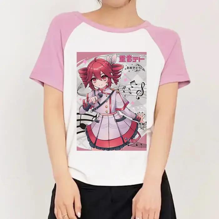 Kasane Teto top t-shirts adolescent rétro à la mode pastel gothique numérique chemise classique colo