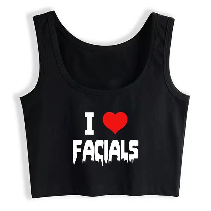 J'aime les faciaux conception coton Sexy mince haut court femmes Humor Style coquaire débardeurs Swi