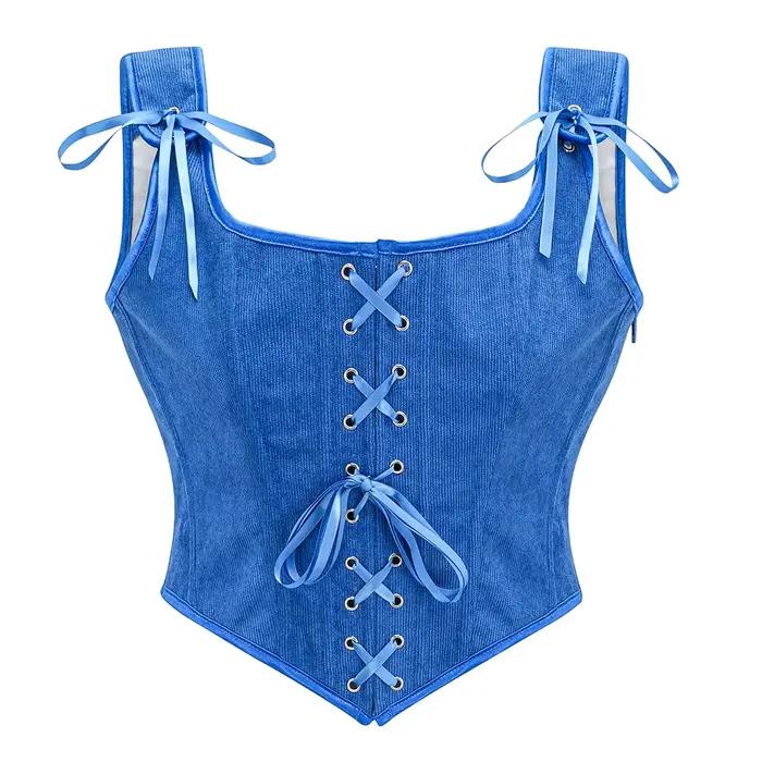 Corset gothique Vintage pour femmes, marron, fermeture éclair sur le devant, débardeur, Sexy, entraî