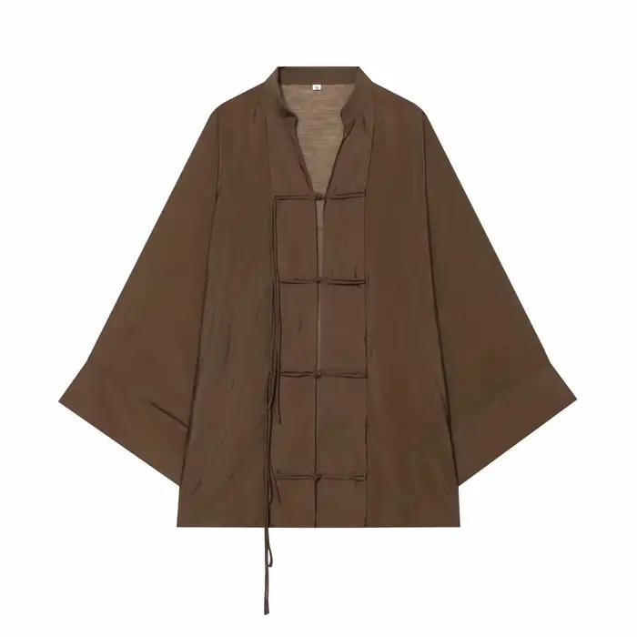 Chemisier élégant pour femme, chemise ample à manches longues, chemise décontractée à simple boutonn