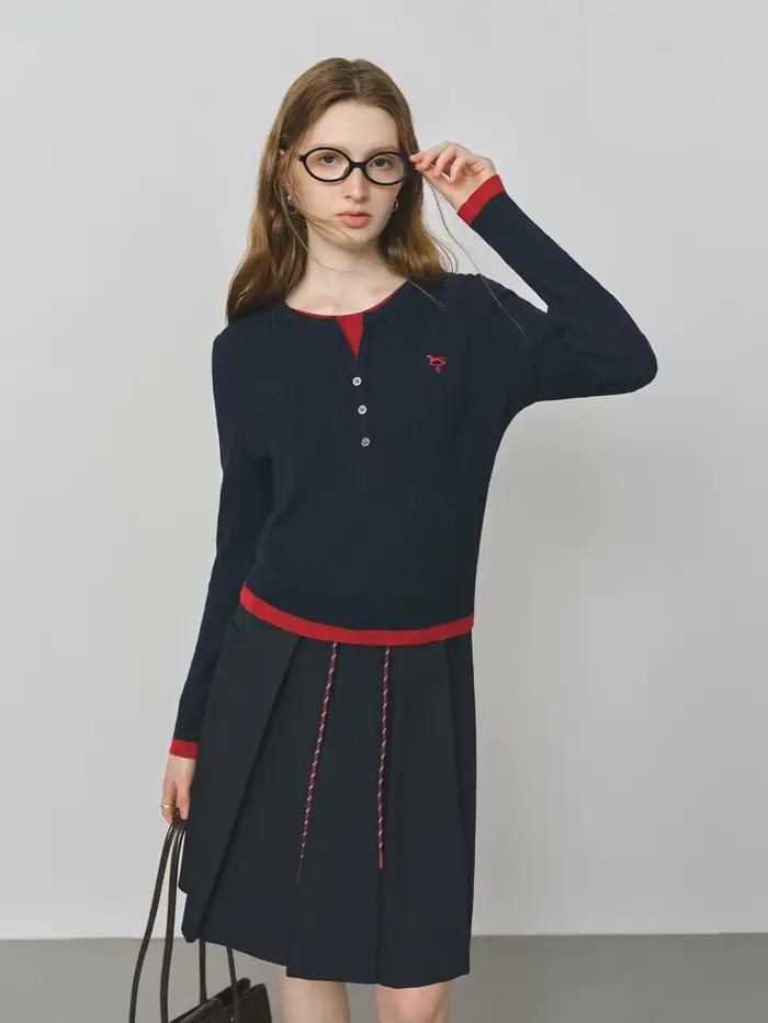 FSLE faux deux pièces Design câble tricot pull pour les femmes 2025 automne nouveau coupe ajustée br