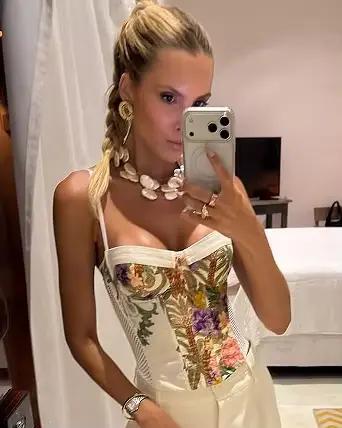 Ensemble 3 pièces pour femme à imprimé floral, comprenant un blazer oversize élégant, un haut corset