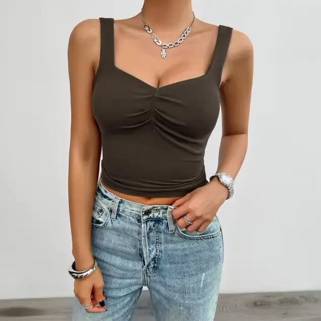 Haut à bretelles Sexy pour femmes, printemps/été Y2K, couleur unie, haut à bretelles Kink, haut à co