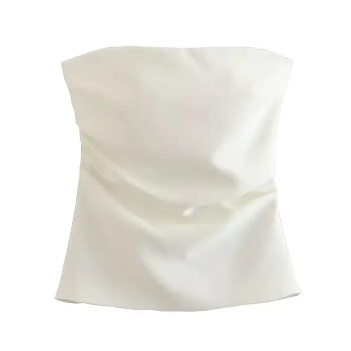 MUJER 2025 femmes bustier tubulaire blanc noir épaules nues haut court femme rose sans manches dos n