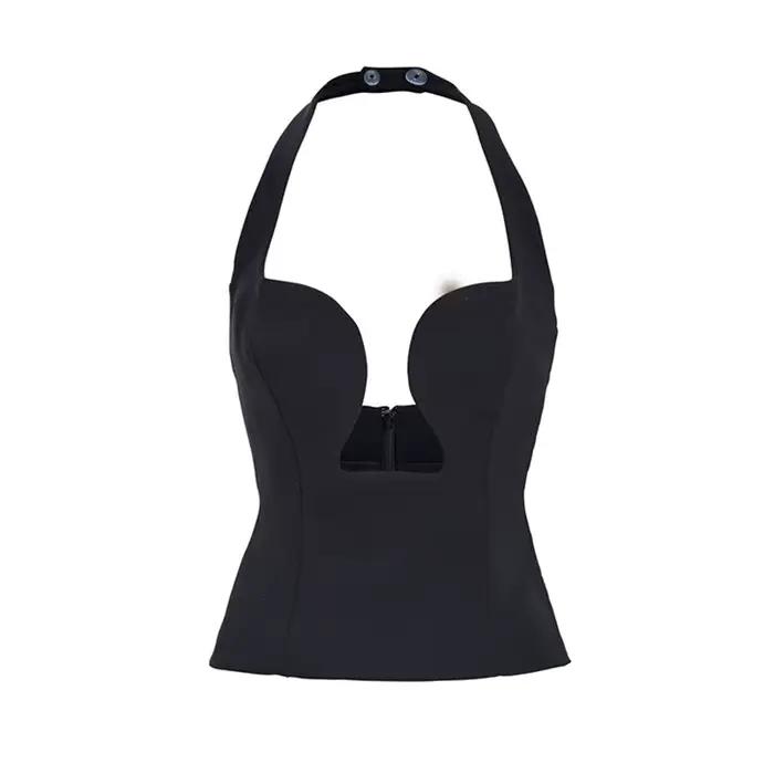 Haut découpé Sexy à la mode, col licou, débardeur plongeant pour femmes, Chic, fête audacieuse, élég