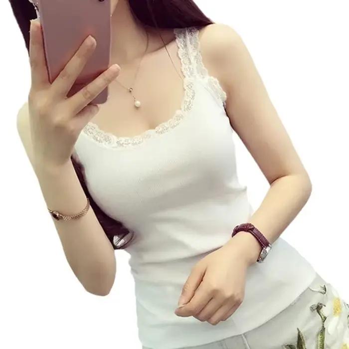 Débardeur Femme en Dentelle Rouge, Camisole Ample, Sous-vêtement, Vêtement Féminin, Haut Noir Sans M