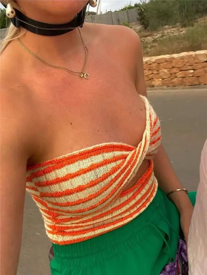 Tossy 2026 – Haut bustier en tricot à épaules dénudées, sexy, sans bretelles, dos nu, pour femme, à