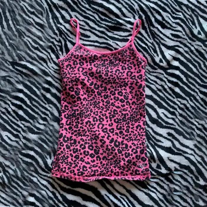 Motif léopard bretelles rock esthétique emo fille Y2K haut court décontracté grunge punk harajuku hi