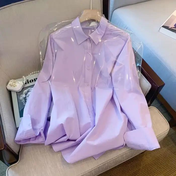 Vêtements pour femmes couleur unie élégant nouvelle chemise violette élégant coupe ample Unique à ma