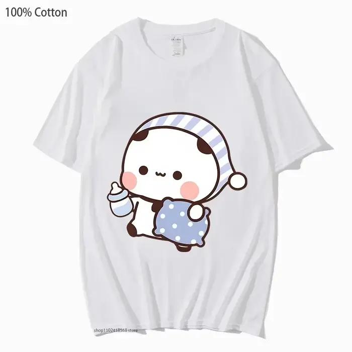 Couple chemises Kawaii mignon BuBu Panda va dormir avec DuDu ours graphique t-shirt coton hommes fem