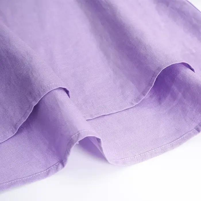 T-shirt Oversize 100% Lin Décontracté Asymétrique Blouses Femme Tendance 2026 Harajuku Basique Haut