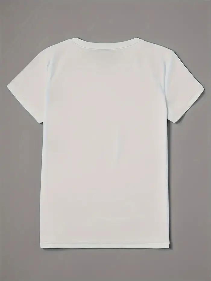 T-shirt décontracté à col rond et manches courtes, motif cœur léopard blanc « Love »