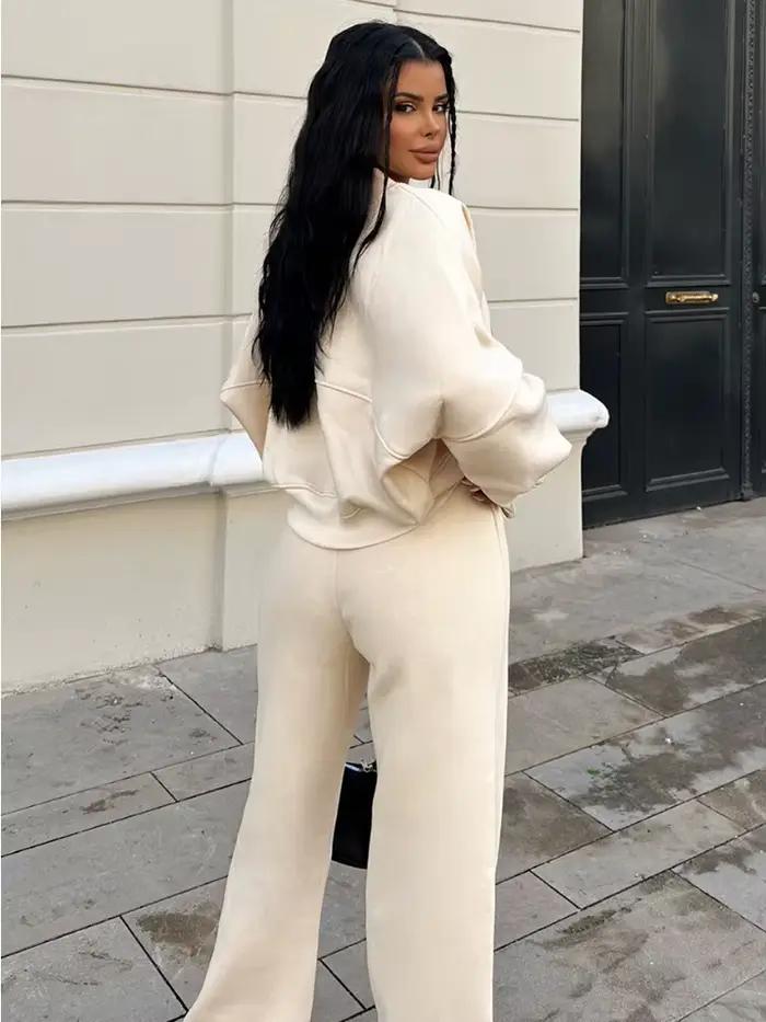 TARUXY-Cardigan décontracté à col en V pour femmes, ensembles de pantalons à lacets, pantalons de sp