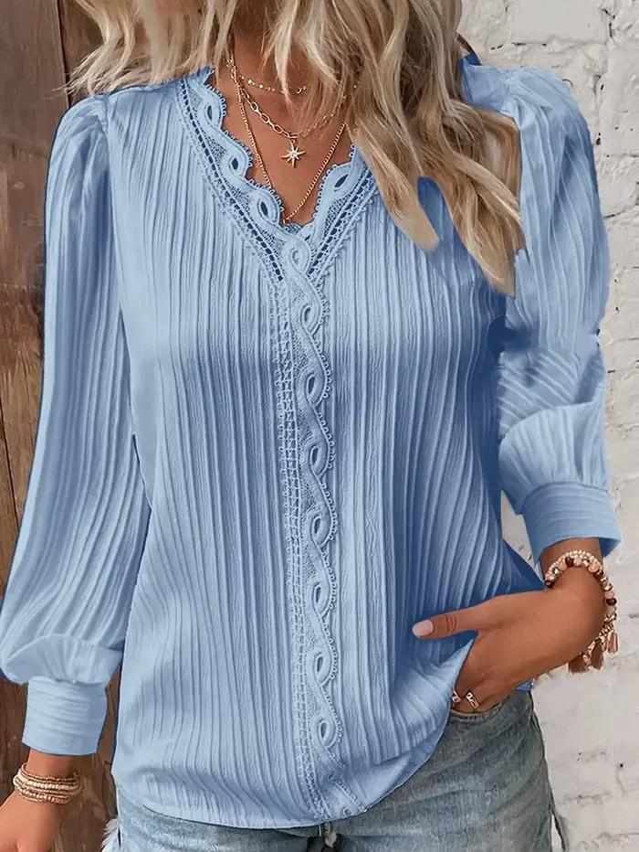 Chemisiers blancs pour femmes, couture en dentelle, col en v, chemise Simple en mousseline de soie,