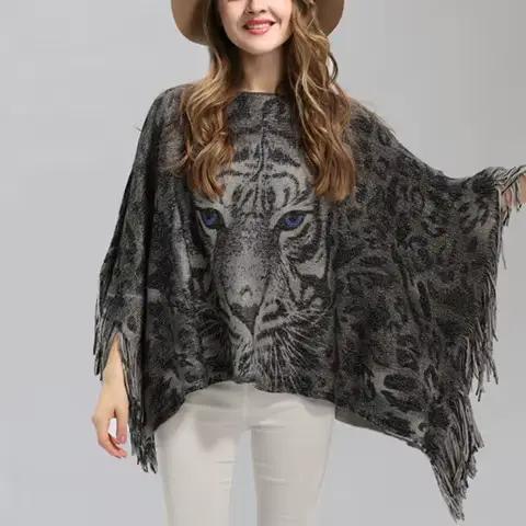 2025 automne nouvelle Cape imprimé pull Cape châle automne et hiver pull pour les femmes