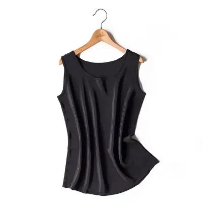 SuyaDream – chemise en crêpe de soie 100% pour femme, débardeur à col rond sans manches, couleur uni