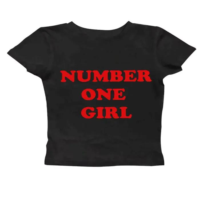 Rose-numéro une fille culture hauts femmes filles mode col rond chemise à manches courtes