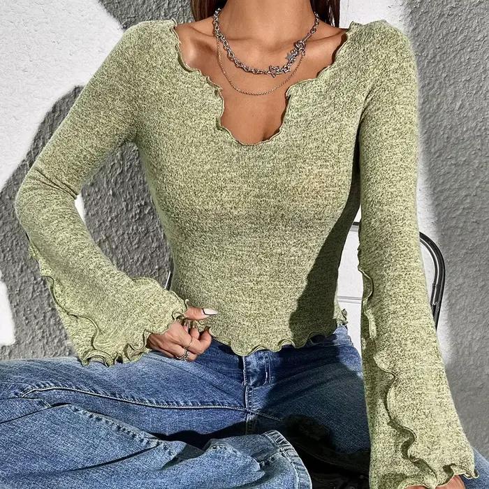 Vêtements pour femmes Style tendance T-shirt de Style élégant automne et hiver conception de bordure