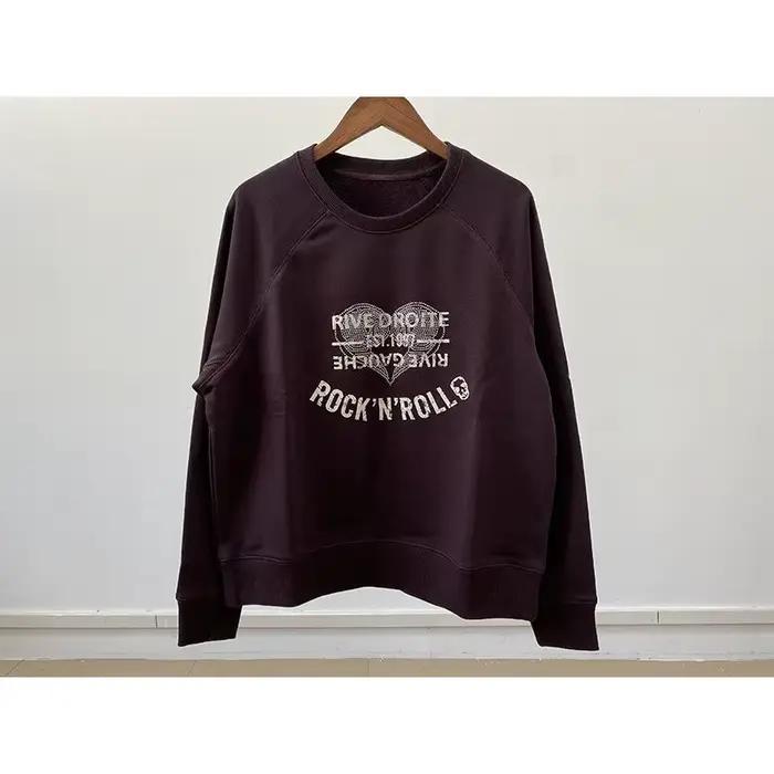 Manches longues automne hiver chocolat foncé sweat femmes col rond sweat pull femme