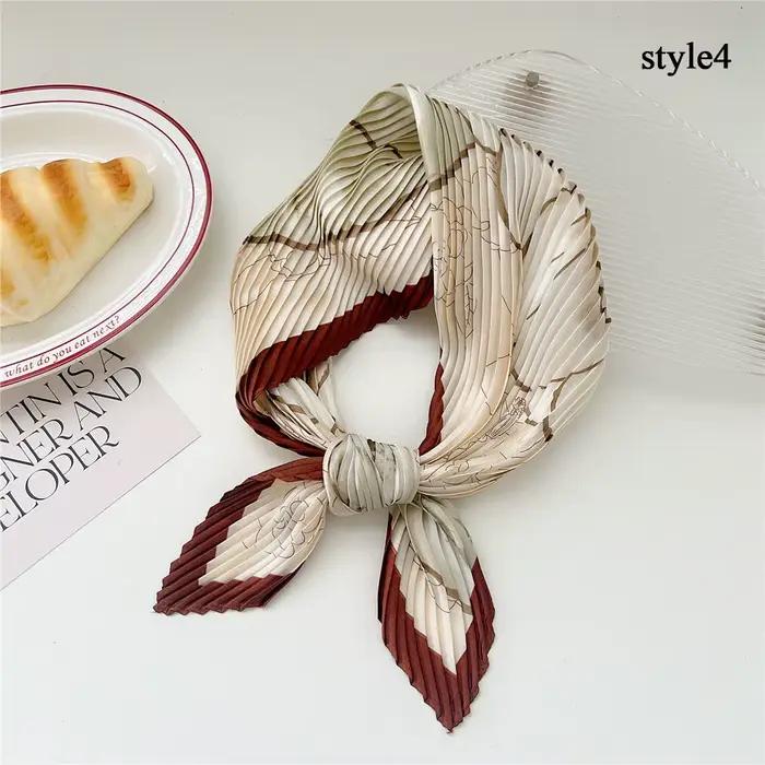 Injplanchers f-Foulard de tête plissé en mousseline de soie pour femme