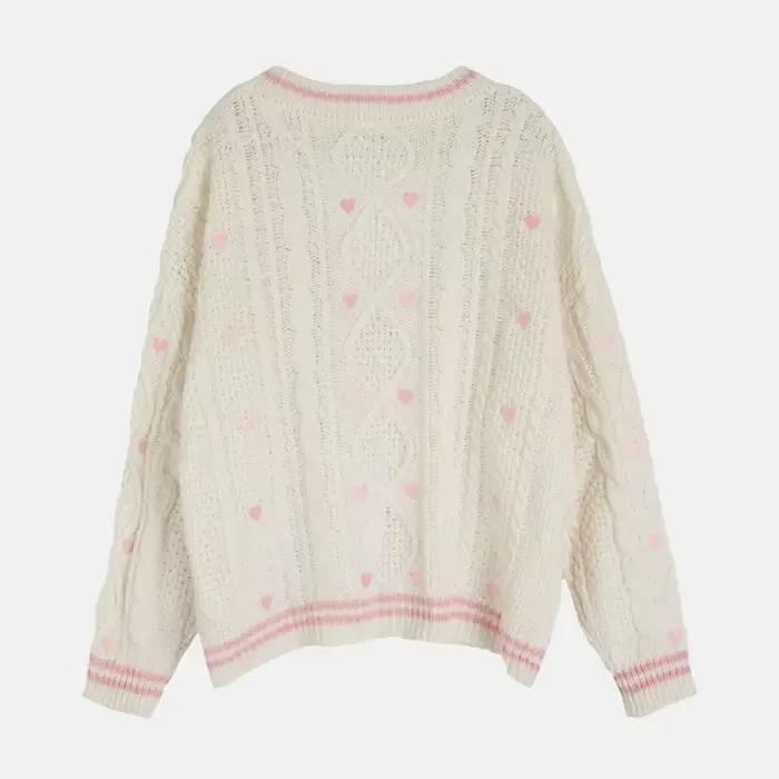 Cardigan d'amant avec bouton de coeur rose