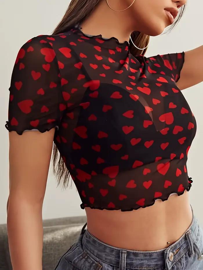 Haut en maille en forme de cœur sans soutien-gorge pour femme