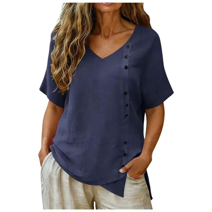 Chemisier en coton et lin pour femme