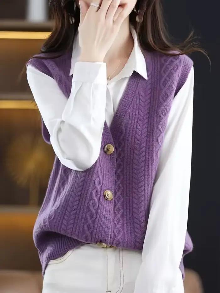 Col en v dame chandails gilet de luxe le voyage chaud automne hiver nouveaux tricots porter pour travailler formel en solide tricot gilets pour les femmes