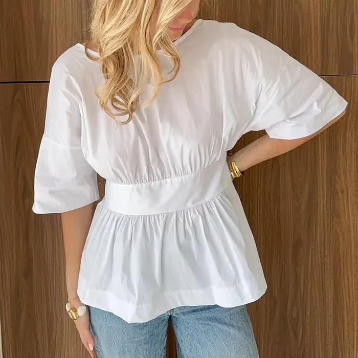 Élégante Blouse T-shirt Femme à Volants