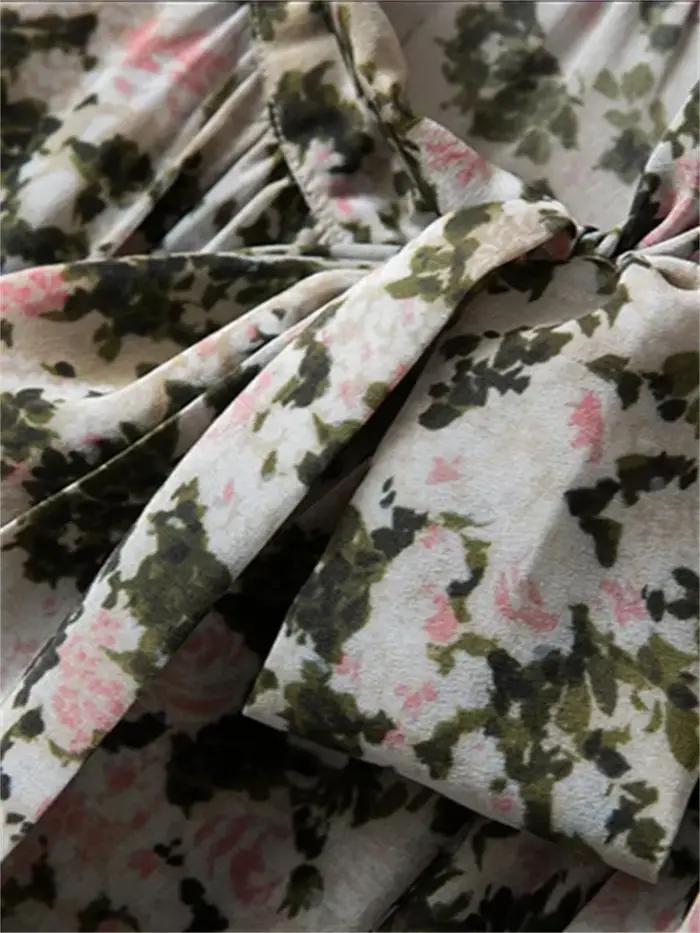 Chemisier pour femme à ruban 100% soie imprimé floral coupe ample à manches longues