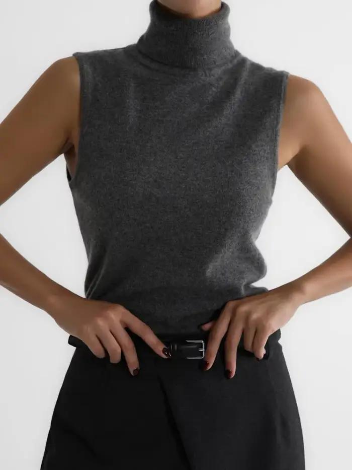 Débardeur col roulé de Blubelle en polyester, nylon et viscose pour femmes d'âge moyen, style bureau, coupe ajustée, tissu doux et extensible pour toutes les occasions