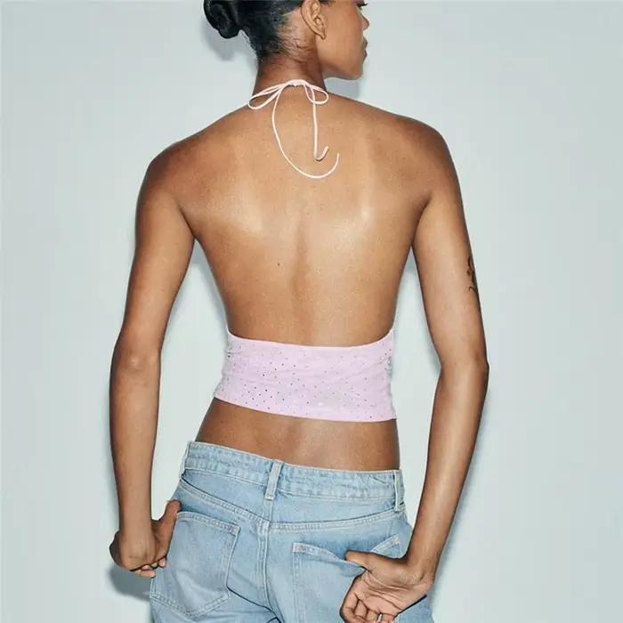 Hirigin – débardeur d'été à paillettes et strass pour femmes